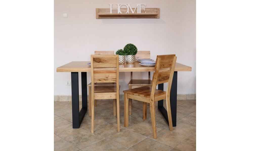 Tisch aus massiver Eiche mit U-f&ouml;rmigen Beinen (feste Gr&ouml;sse)