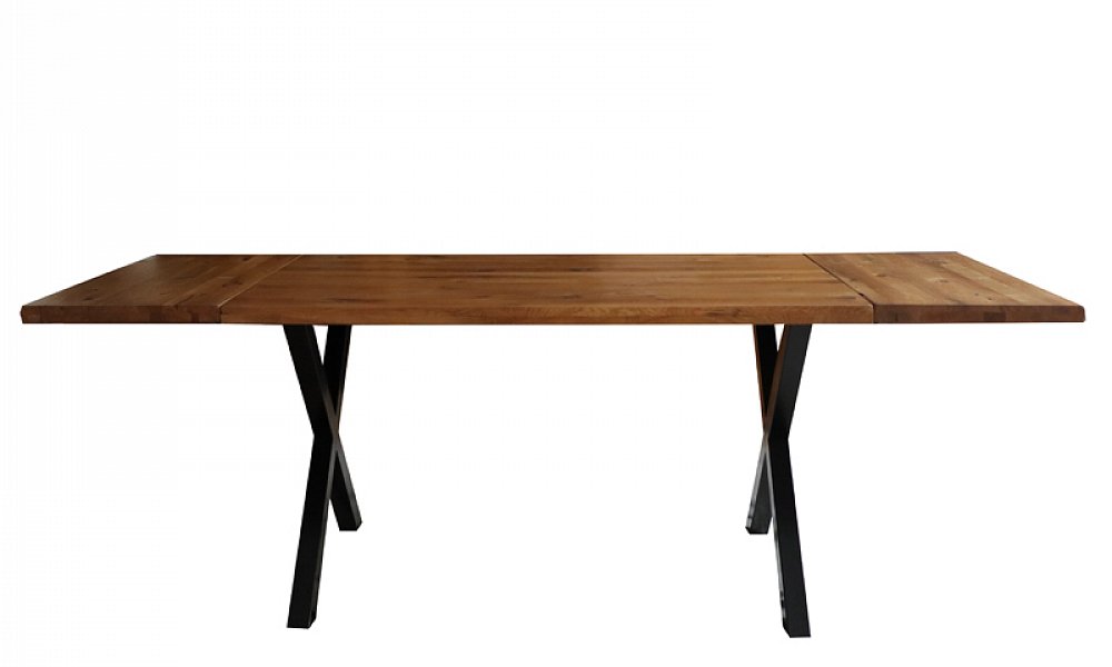 Tisch aus massiver Eiche mit X-förmigen Beinen (ausziehbar) 