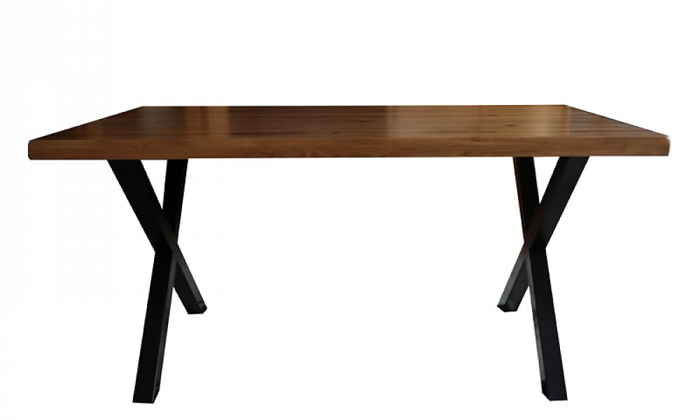 Tisch aus massiver Eiche mit X-f&ouml;rmigen Beinen (feste Gr&ouml;sse)