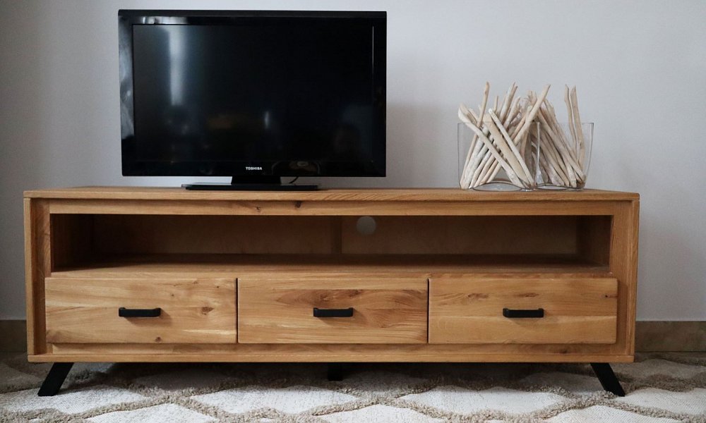 TV-M&ouml;bel (3 F&auml;cher) aus massiver Eiche