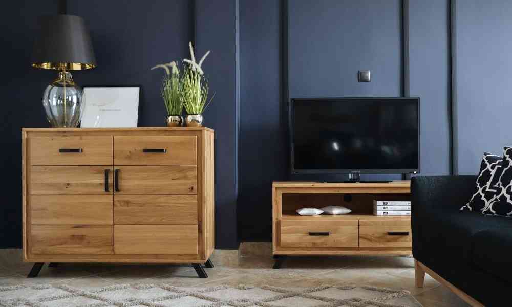 TV stand (2 compartments) from solid oak