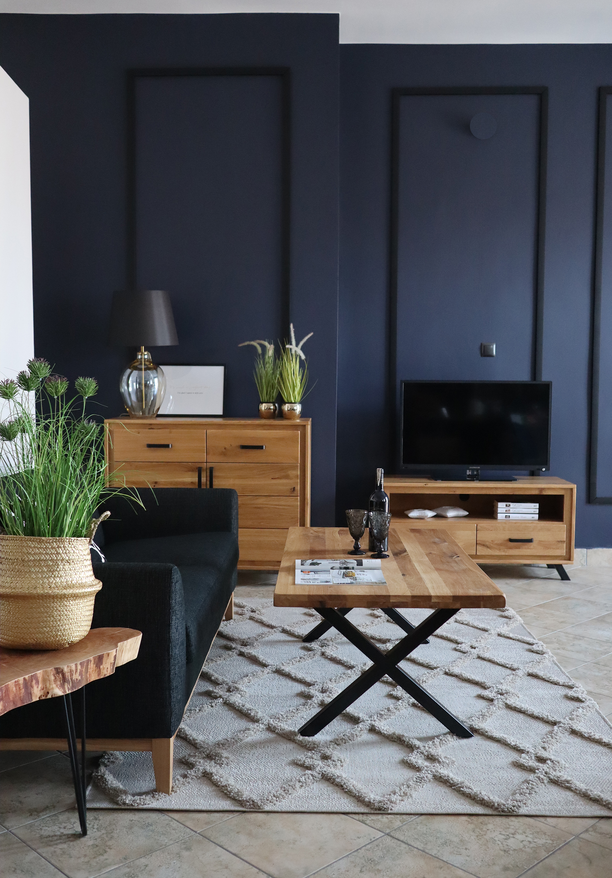 TV stand (2 compartments) from solid oak